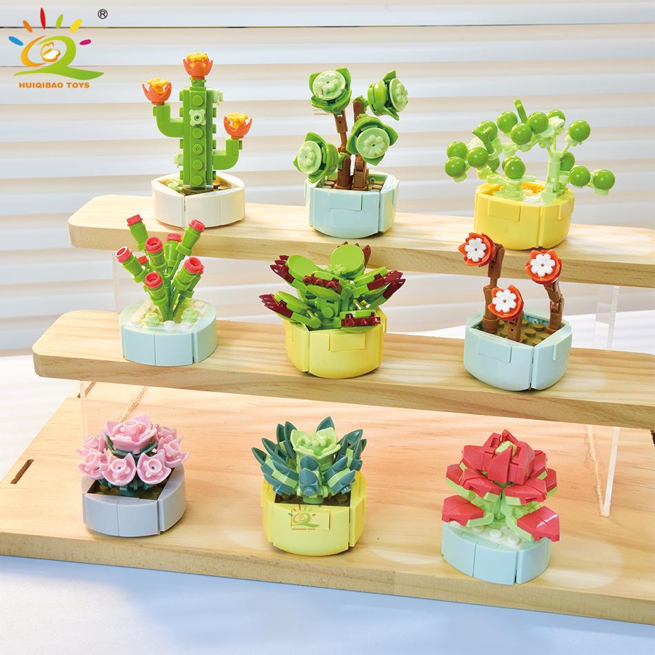 Non-Toxic Moc Flower Succulents Building Blocks Everlasting Flowerpot Bonsai Gardens Romantic Bricks Diy Potted Plants Model Kids