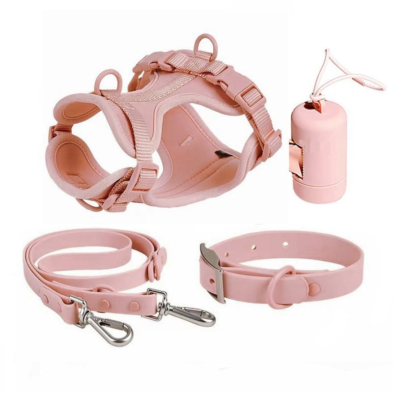 Dog Harness Set PVC Waterproof Chew Proof Small Dogs Leash Collar