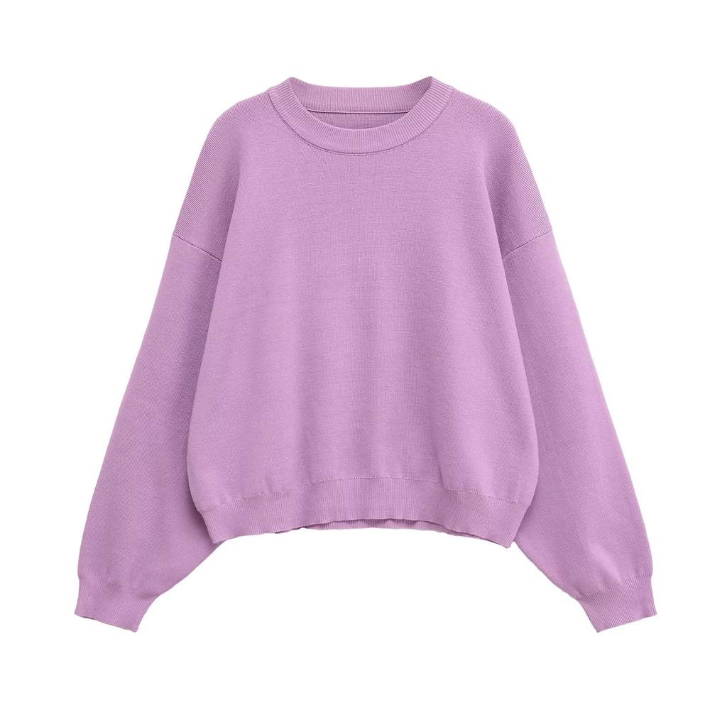European and American style, new women's fashion, versatile, cross-border threaded crew neck long-sleeve knitwear
