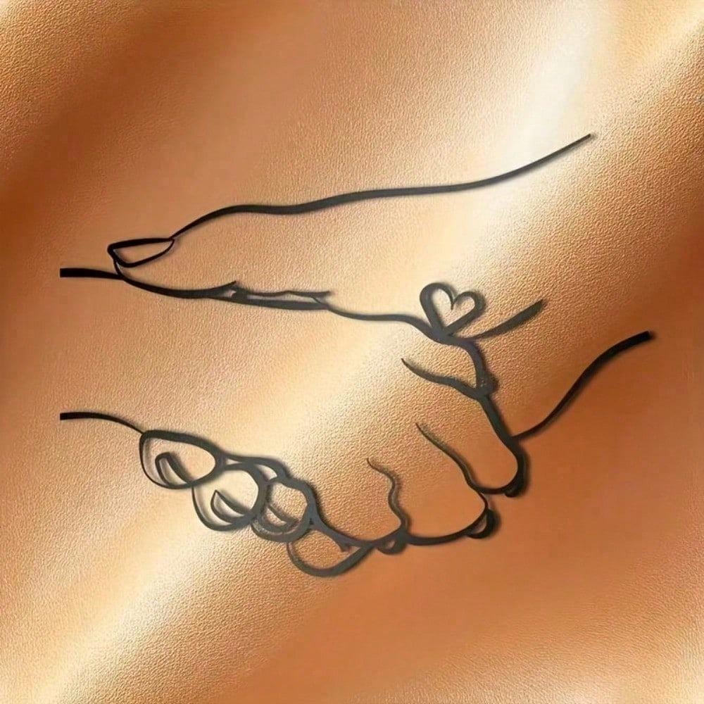 Shaking Hands with Pet Dog Minimalisty Metal Wall Art - Modern Home Decor for Bedroom, Living Room, or Bathroom. Waterproof, Rustproof  Installation.