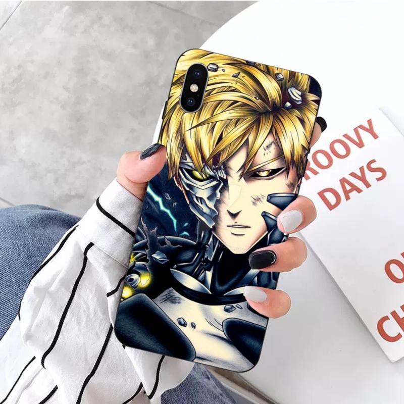 

Чехол для телефона One Punch Man Genos для iPhone 14 13 12 11 XS X 8 7 6 Plus Mini Pro Max SE 2022, мягкий черный чехол для телефона iPhone SE 2020-2022