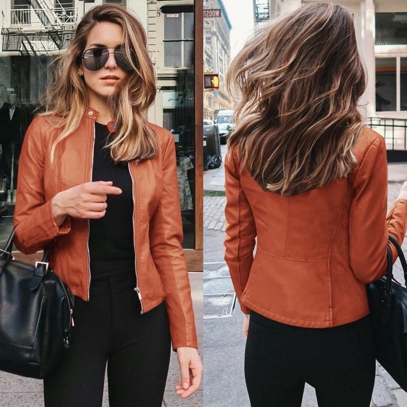 Autumn/Winter Women's Fashion PU Leather Suit Jacket