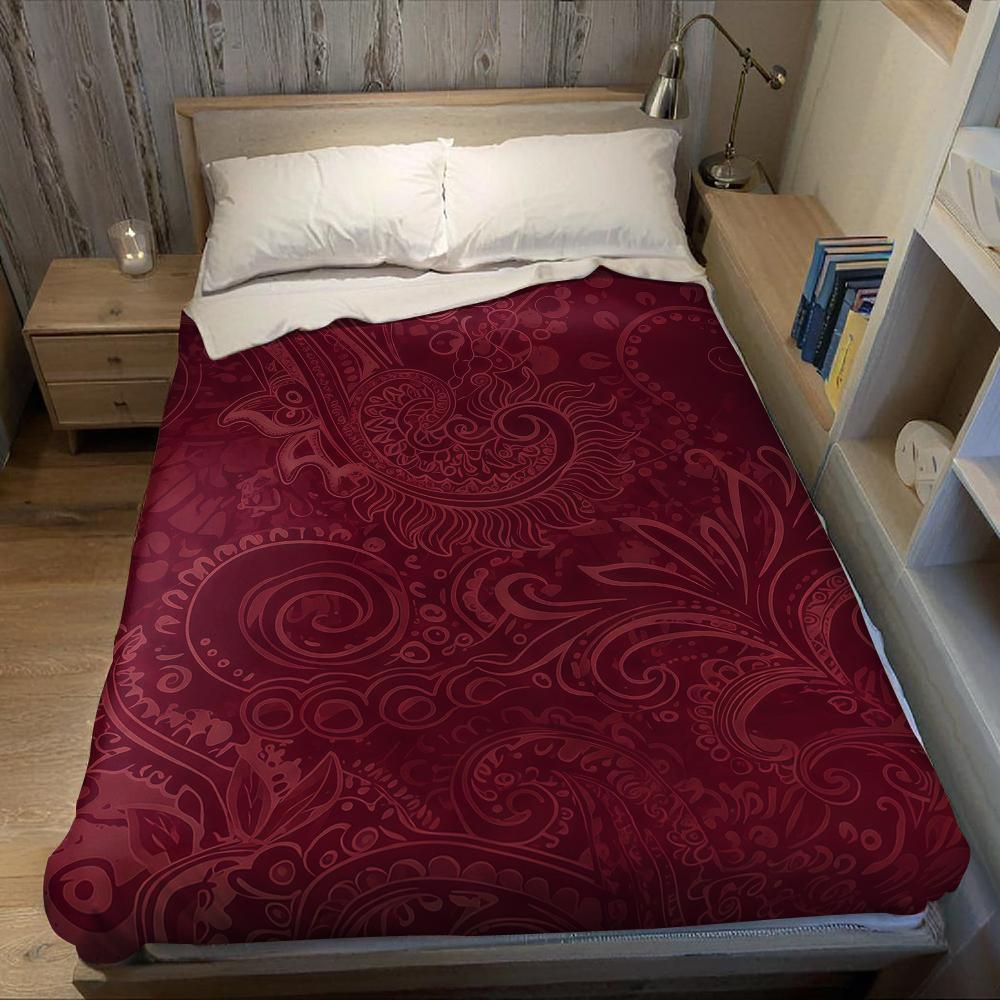 Coperta in Flanella con Fantasia Paisley Bordeaux Calda Morbida Halloween Natale Divano Caldo Accogliente Decorazione Decorativa Regalo per Tutte le Stagioni