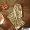 Womens High-Waisted Wide-Leg Plaid Trousers Lightweight Flowy Loose Fit Casual Pants 2026