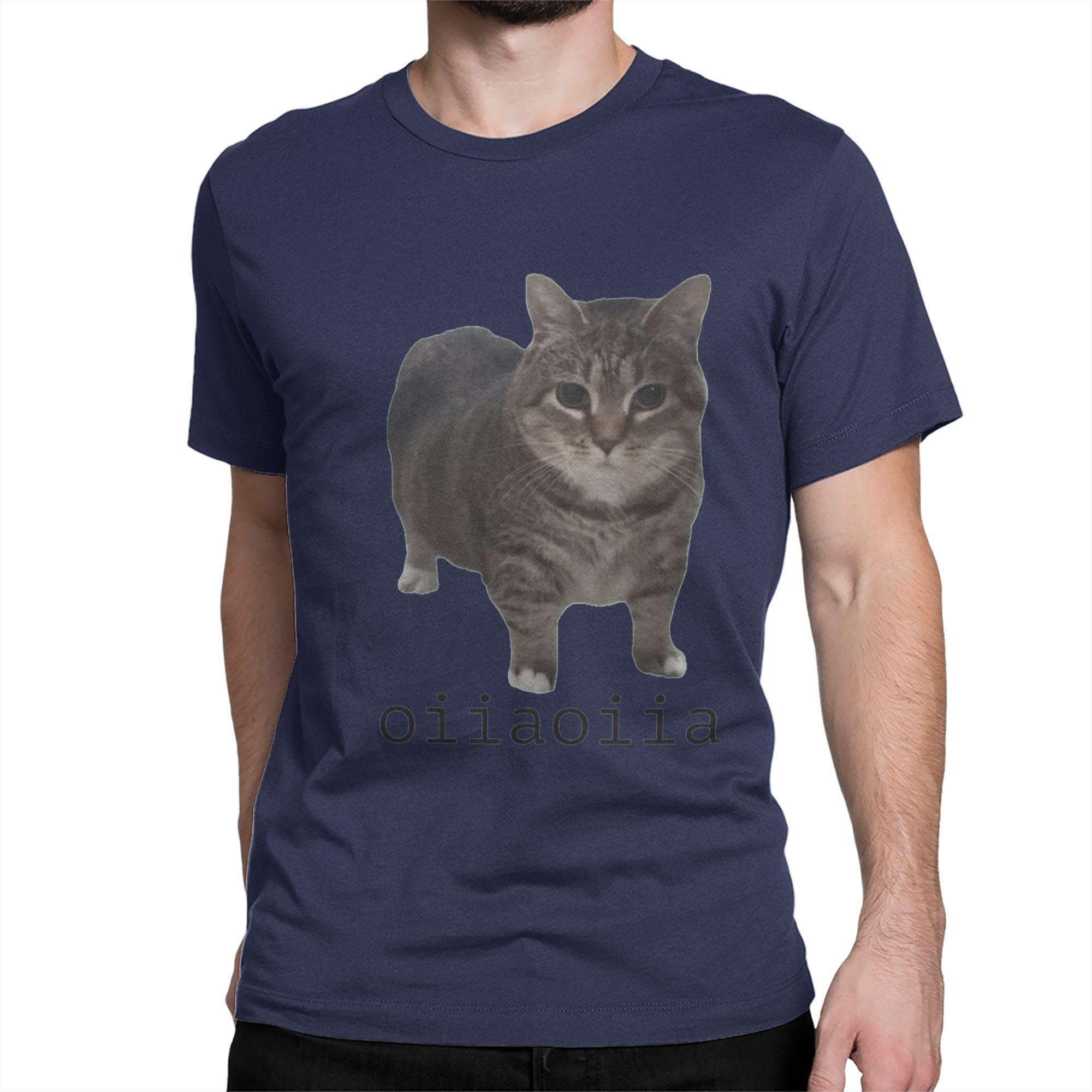 

Brainrot Cat T Shirts Men 100% Cotton Funny T-Shirt Round Neck oiiaoiia cat Tees Short Sleeve Clothing 4XL 5XL 6XL 4XL