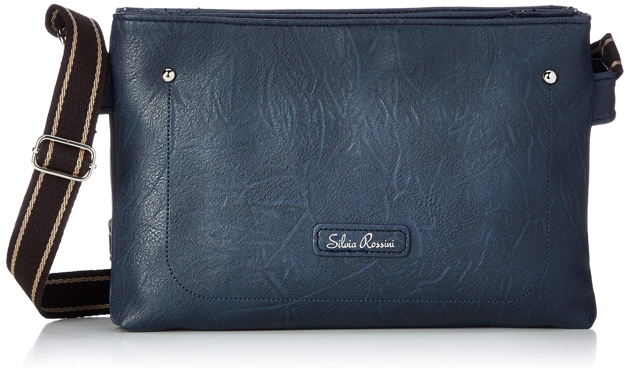 

[Silvia Rossini] Casual shoulder bag with two-tone woven tape shoulder strap, 84648, Navy