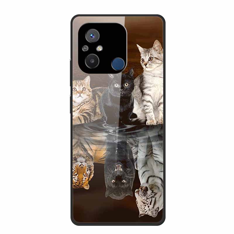 Gehärtetes Glas Case für Redmi 12C Rückabdeckung Hartschalen Case für Xiaomi Redmi 12C 4G Handyhülle Redmi12C Fundas 22120RN86G Cooler Stoßfänger
