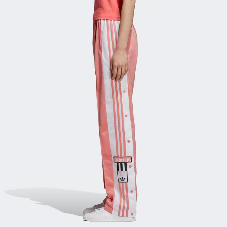 Adidas Originals Casual Retro Sports Striped Side Button Long Pants Women bottoms Rose-Red DN3163