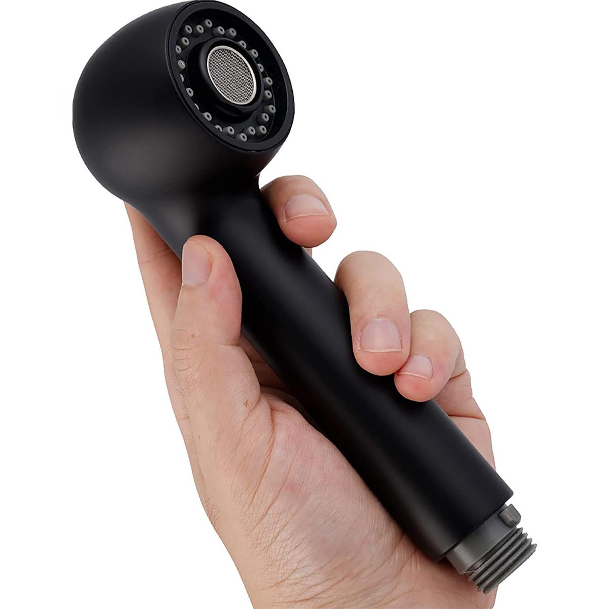 

Kitchen faucet shower head Pull-out sprayer with push button switching 2 water modes ABS material G1/2 connector чёрный