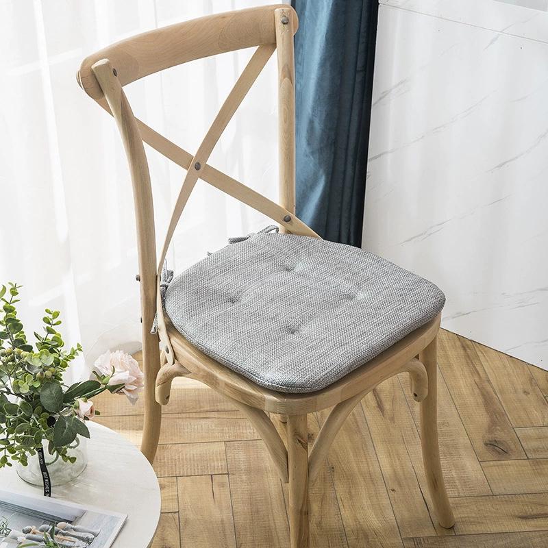 Jednokolorowa lniana poduszka na krzesło | Antypoślizgowa, uniwersalna poduszka na siedzisko na wszystkie pory roku | Nordycki design do domowego biura lub stołka do mahjonga