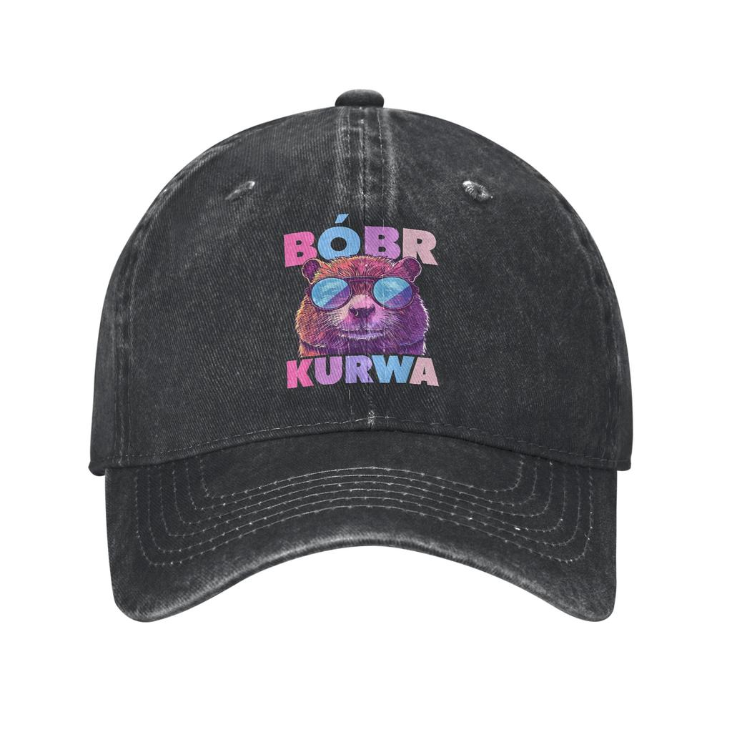Classic Bober Bobr Kurwa Baseball Caps Unisex Women Distressed Denim Washed Headwear Outdoor Running Unstructured Soft Hats Cap