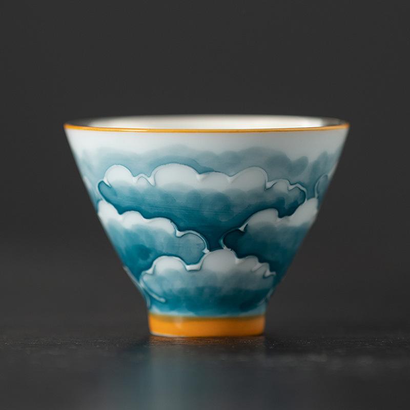 Hand-Painted Tea Gift Set Ceramic Chinese Style Tasting -Plated Master Single Silver Cup Business Souvenir