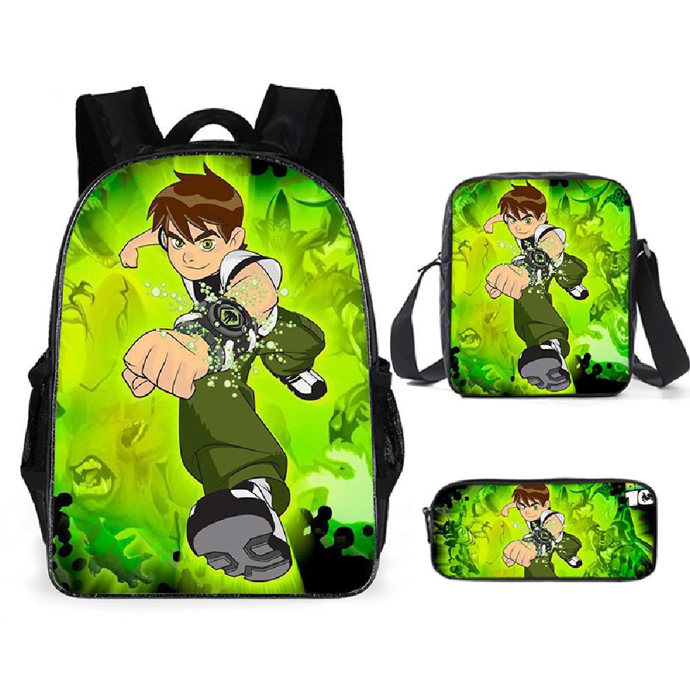 Less Hacker Backpack Ben 10 Student School Bag Anime Cartoon Backpack Lunch Bag Satchel Pencil Case