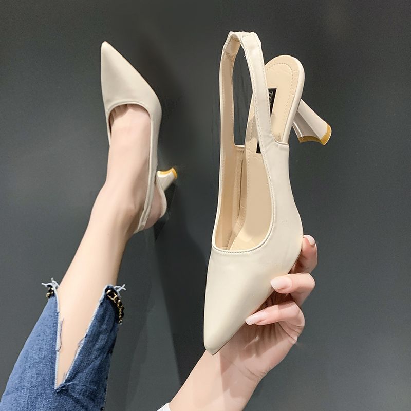 Fashion Back Strap Fashion Women's Sandals 2025 Spring and Summer New Popular Korean Version Pointed Thin Heel Shallow Mouth Women's High Heels