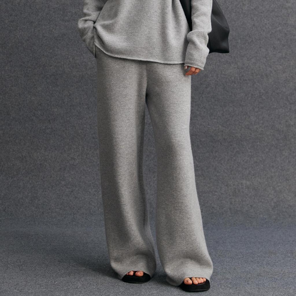 Cashmere High-Waisted Wide-Leg Knit Pants - Autumn/Winter Collection