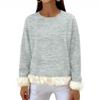 Women's Casual Round Neck Long Sleeve Sweatshirt Solid Color Sweatshirt