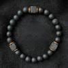 Herre Armbånd av Vulkanstein Firkantet Svart Agat Motesmykker for Moderne Gentleman Naturlig Lavastein