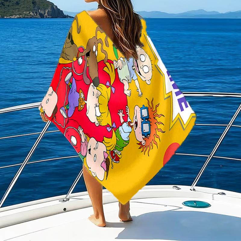 1pc Rugrats In Paris3 Beach Towel with Custom Name, Beach/Swimming/Bath/Picnic/Camping Towel, Suitable for Seaside Beaches