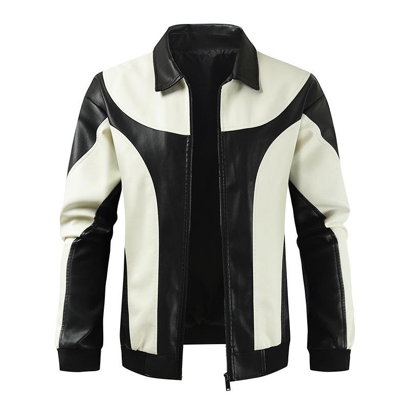 Boys PU Leather Jacket Men's Leather Jacket European and American Large Size Stand-Up Jacket Top