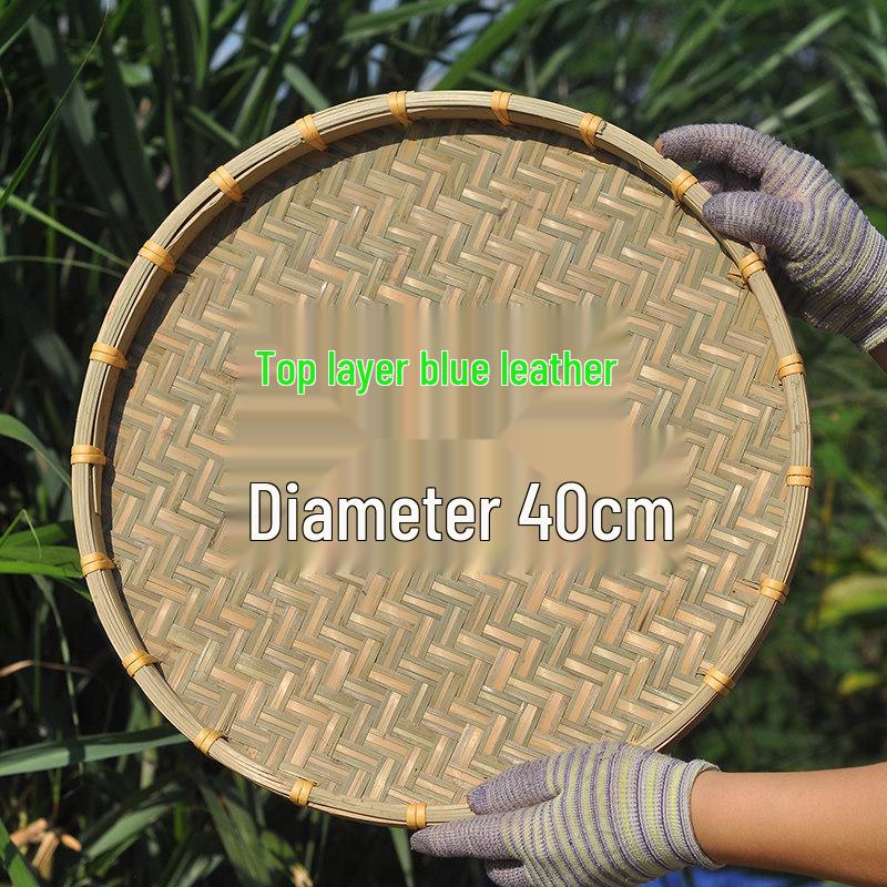 Large Handmade Bamboo Winnowing Basket - Round Woven Tray/Sieve for Drying or Decoration