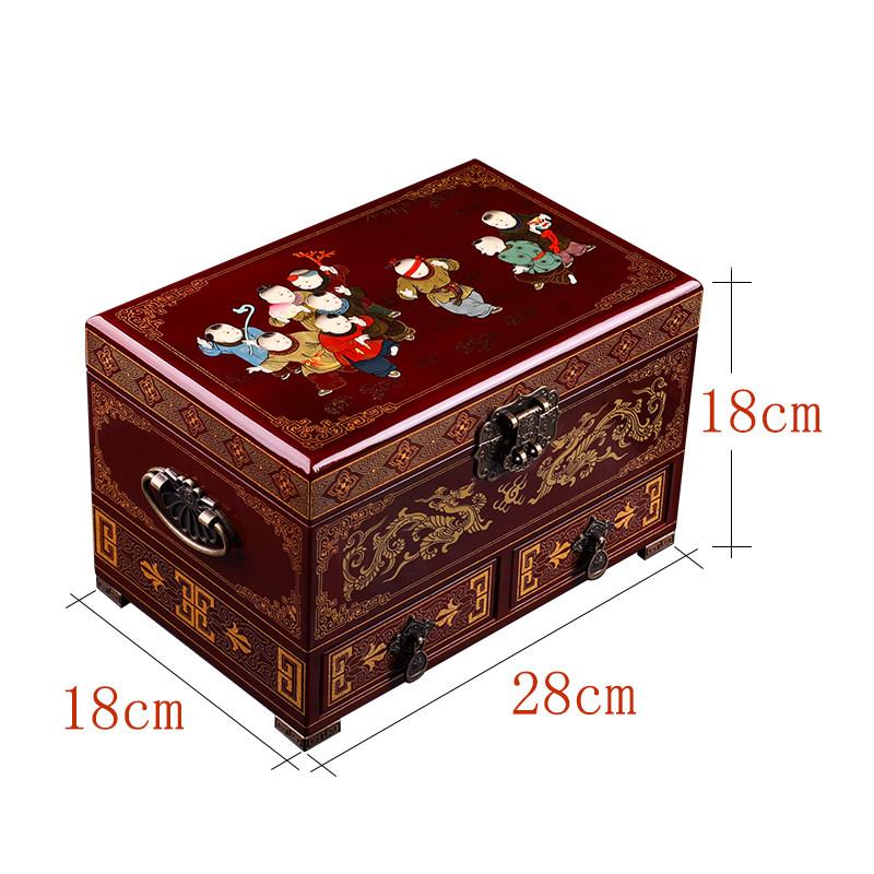 Elegant Large Capacity Jewelry Box Vintage Makeup Case Chinese Wedding Gift Hand Painted Lacquer