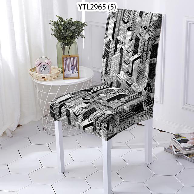 Чехол для компьютерного стула в стиле геометрии Чехол для обеденного стула Чехлы для стульев в архитектурном стиле Съемный чехол 1PCS