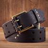 3.8CM Original Genuine Leather Army Tactical Belt Double-needle Buckle Men's Belt Washed Water Made Old Macho Jeans Belt