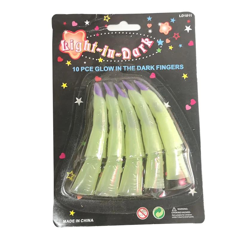 

10 шт./компл. светящиеся накладные пальцы для ногтей, реквизит для косплея на Хэллоуин, украшения для вечеринок, игрушки фиолетовый
