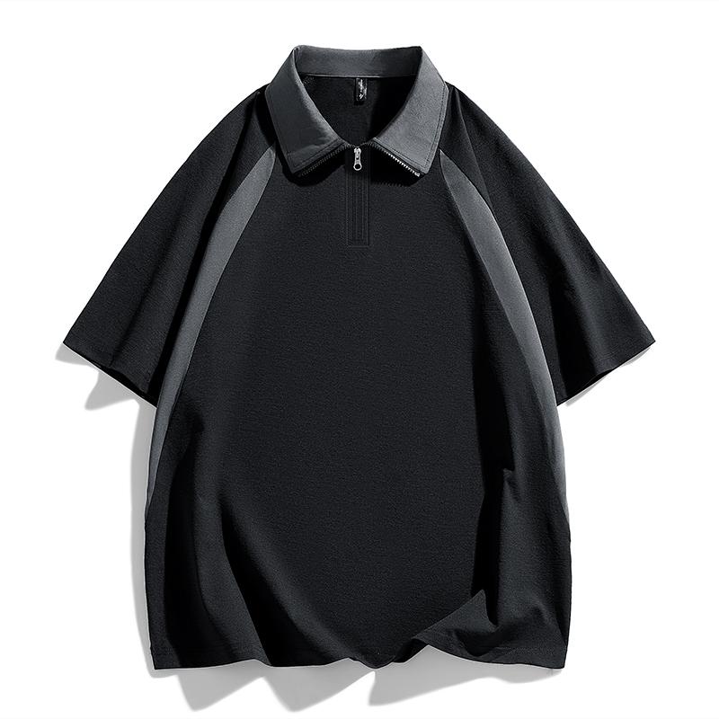 Flip Collar Short Sleeved Men's Summer Quick Drying T-shirt for Men's Fitness, Running, Leisure Sports, Half Sleeved Loose Polo Shirt
