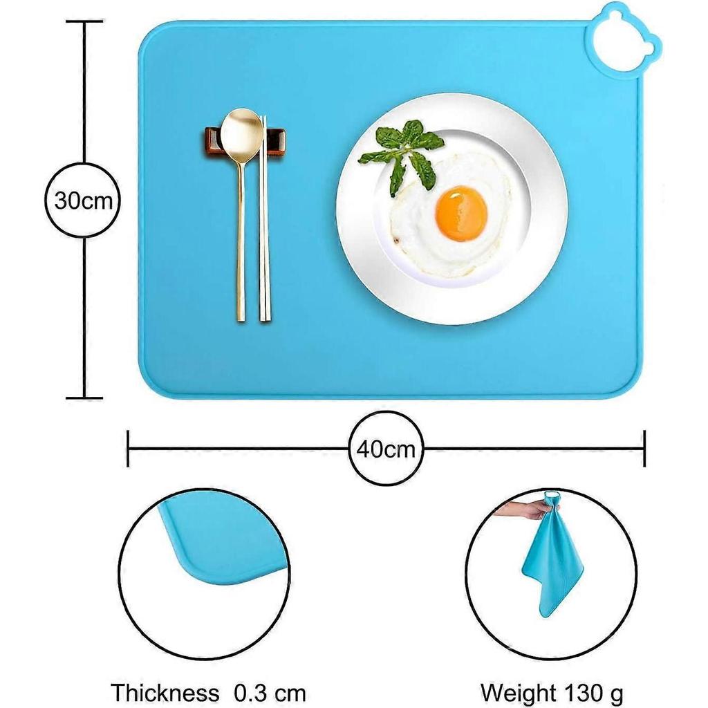 Kids Silicone Placemats, Dishwasher Safe Desk Mat, Toddler Portable Food Mat Travel Set of 2 (Grey