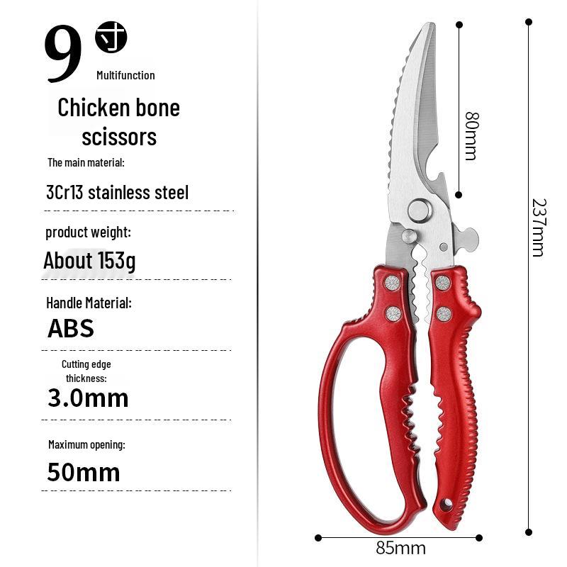 Multifunctional Kitchen Scissors: Cut Meat, Vegetables, Fish & Bones with Non-slip Handle.