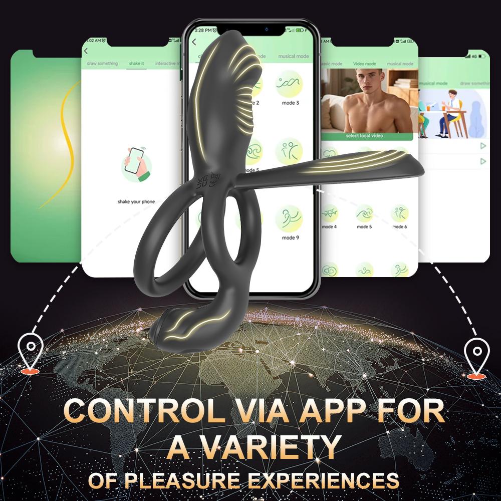 4 in 1 Penis Ring Vibrator Penis Sleeve for Stronger Erection Delay Ejaculation Perineum G spot Clitoral Stimulator Sex Toy