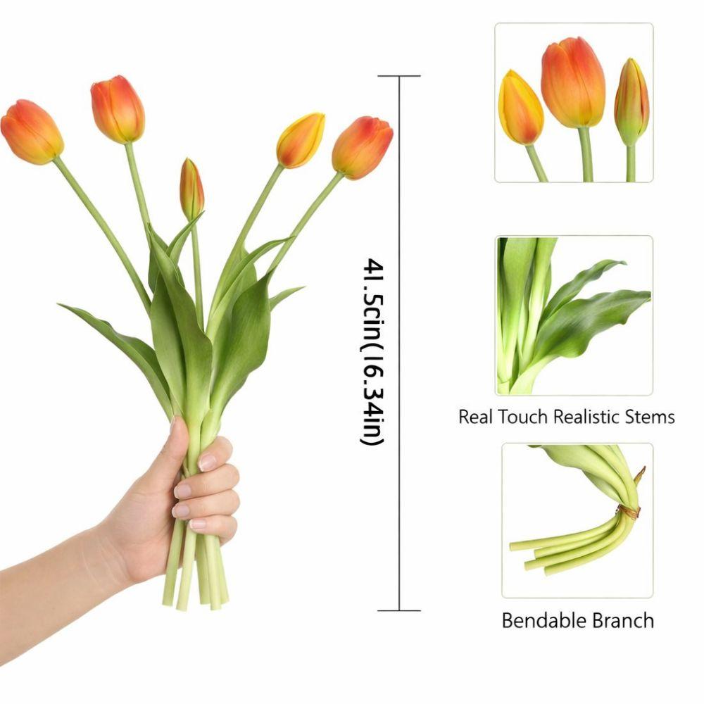 5Pcs/1Pc Luxury Latex Tulips Artificial Flowers Realistic Real Touch Hand Bouquet 41CM Simulated Bouquet For Wedding Home Decor