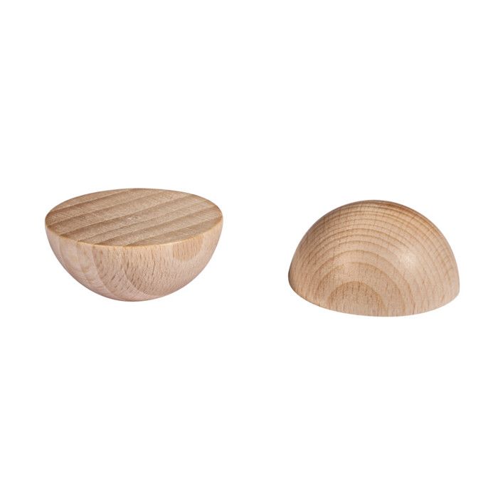 Hemisphères bois brut, non - perc., ø30mm, 4 pièces