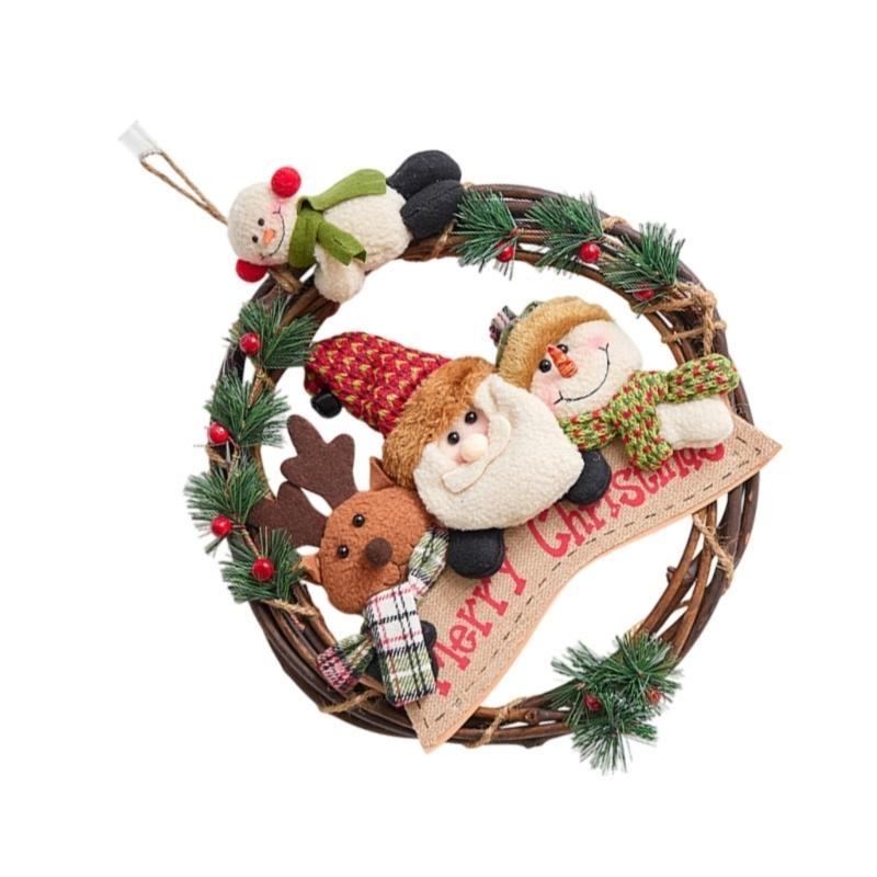 Christmas Family DIY Wreath Santa Snowman Reindeer 30Cm Soft Flannel User Friendly Holiday Decors