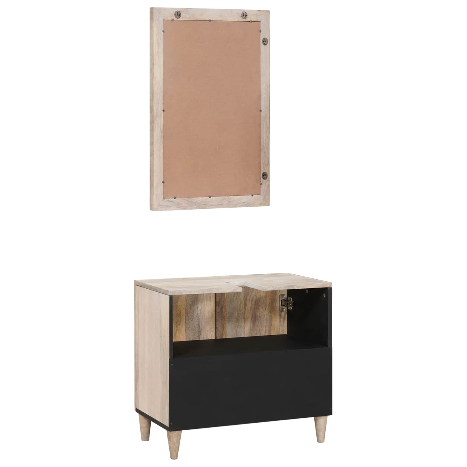 vidaXL Bathroom Furniture Set with Shelf and Door 2 pcs White Particleboard