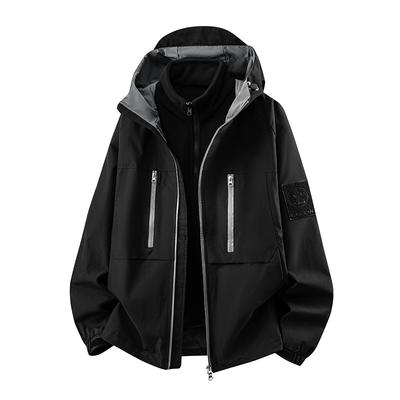 Jaqueta Jaqueta, À Prova de Vento e Impermeável no Outono e Inverno, Roupa de Casal, Jaqueta de Lã e Espessada, Conjunto de Duas Peças
