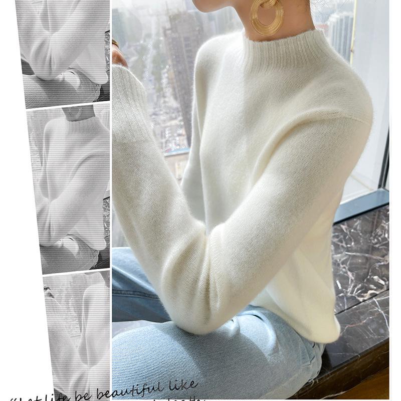 

Кашемировый женский утолщенный вязаный свитер с полувысоким воротником 2023 - Теплая, универсальная мода для осени и зимы Extra Extra Large
