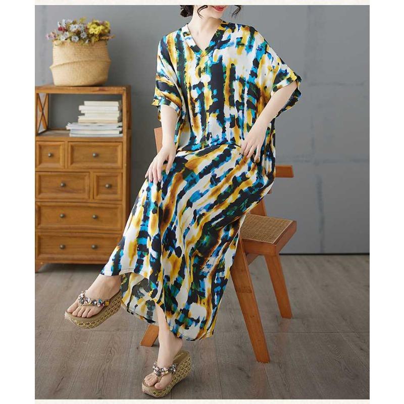 Fashionable Printed Skirt Loose Mid Length Dress for Women