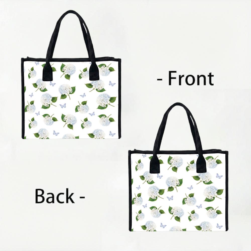Floral Canvas Tote Bag Casual Handbag for Daily Shopping Travel Use
