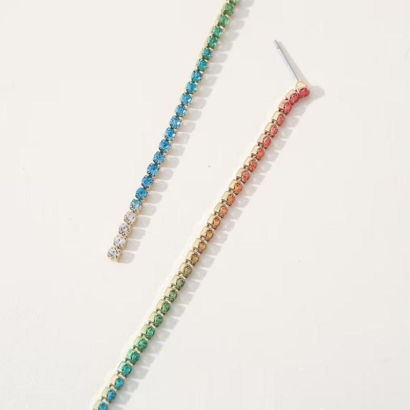 Ulticolor Rhinestone Tassel Long Earrings for Women Shiny Crystal Hanging Dangle Earrings Wedding Party Bridal