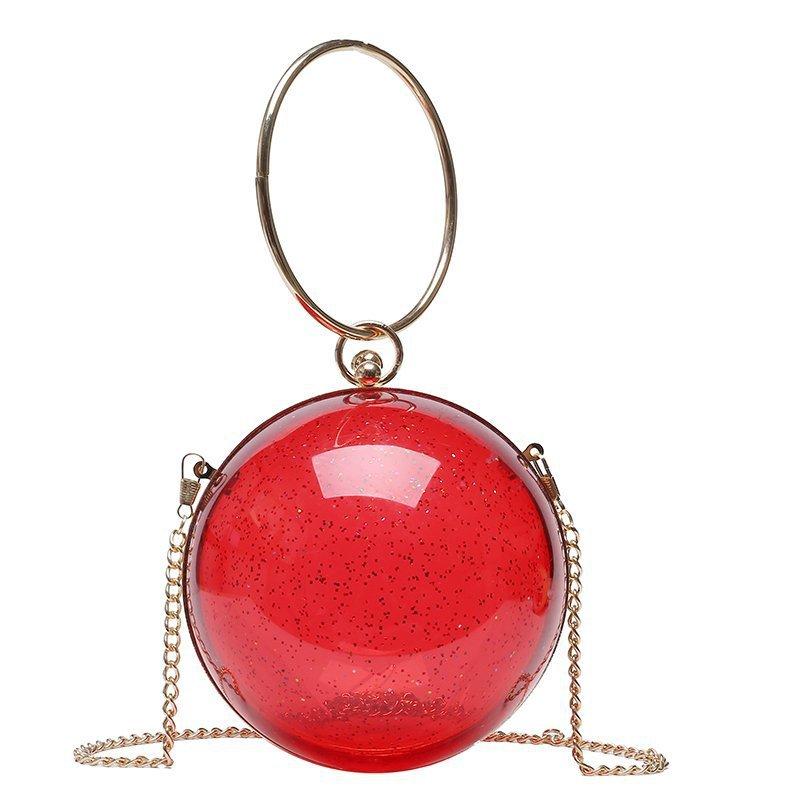 Bags transparent bag women's acrylic 2025 new Korean version versatile spherical chain girl shoulder messenger bag