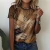 Summer Women's 3D Printed Crew Neck T-Shirt Fashion Versatile Trend Breathable Casual