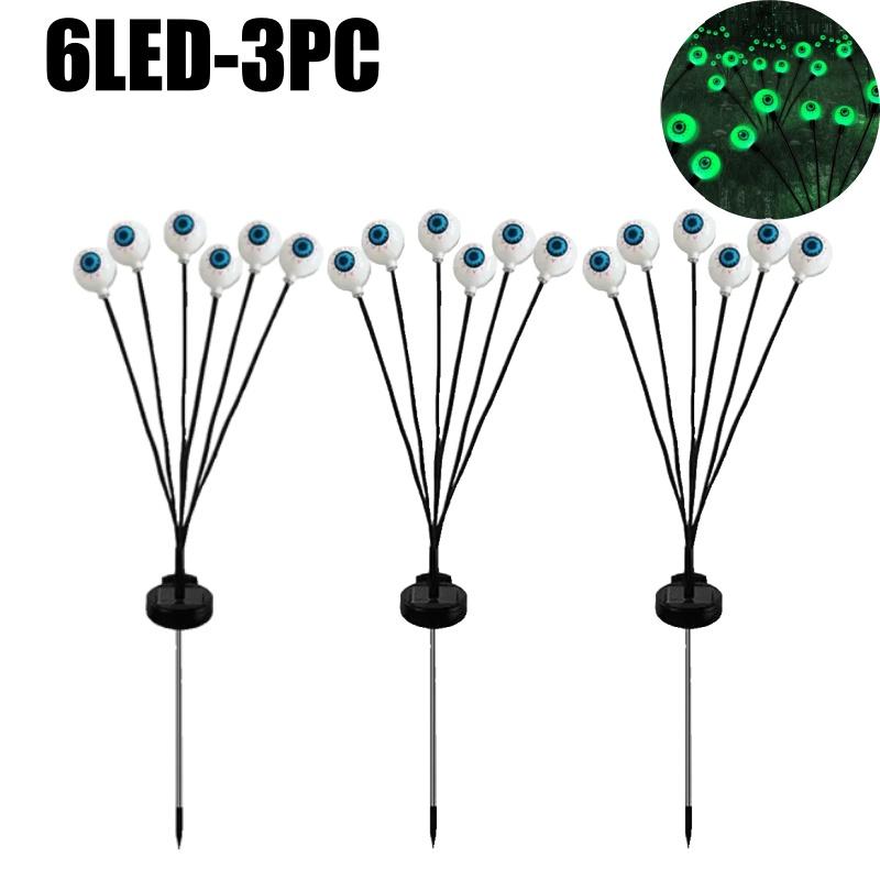 Glowing Eyeball Solar Lights Waterproof Swaying Halloween Garden Decor Outdoor Pathway Yard Scary Party Lights Auto On Off