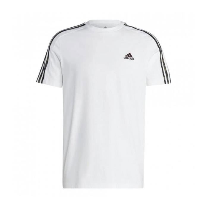 T-shirt de sport - Adidas - Bianco/Camouflage - Manches courtes - Col arrondi - Coton