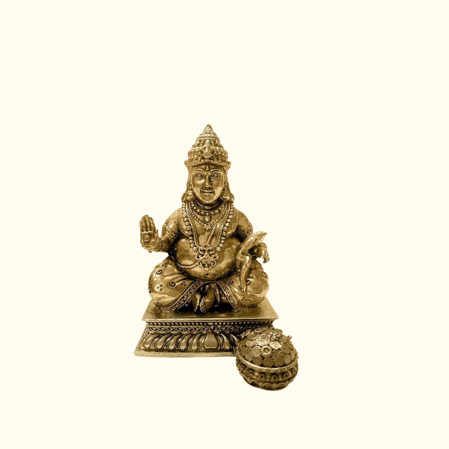 

Pure Brass Kuber Idol, Vastu Statue For Home & Office, Religious Idol - 10 Cm