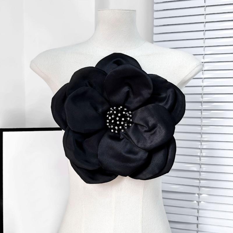 Multi Layer Soft Fabric Large Flower Brooch Stylish Breastpin for Dresses and Tops Floral Shaped Corsage Party Accessory