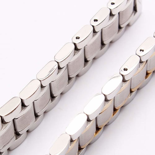 YFS Watch Strap with Bow Links, 5-Link Stainless Steel Replacement Band, Metal Watch Band for Men and Women, Available In Black, Gold, Rose Gold, and
