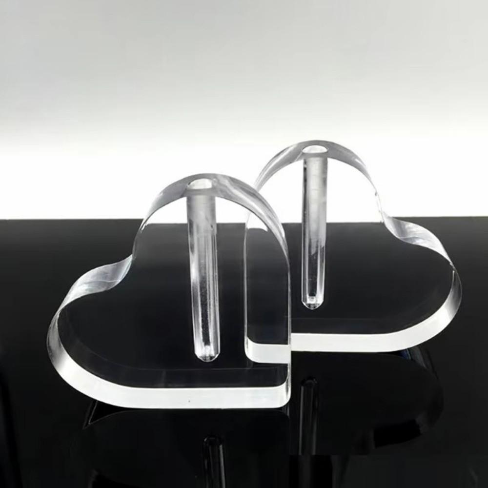 Acrylic Rose Base Clear Rose Heart Shaped Base Creative Flower Seat Desktop Ornament Vase