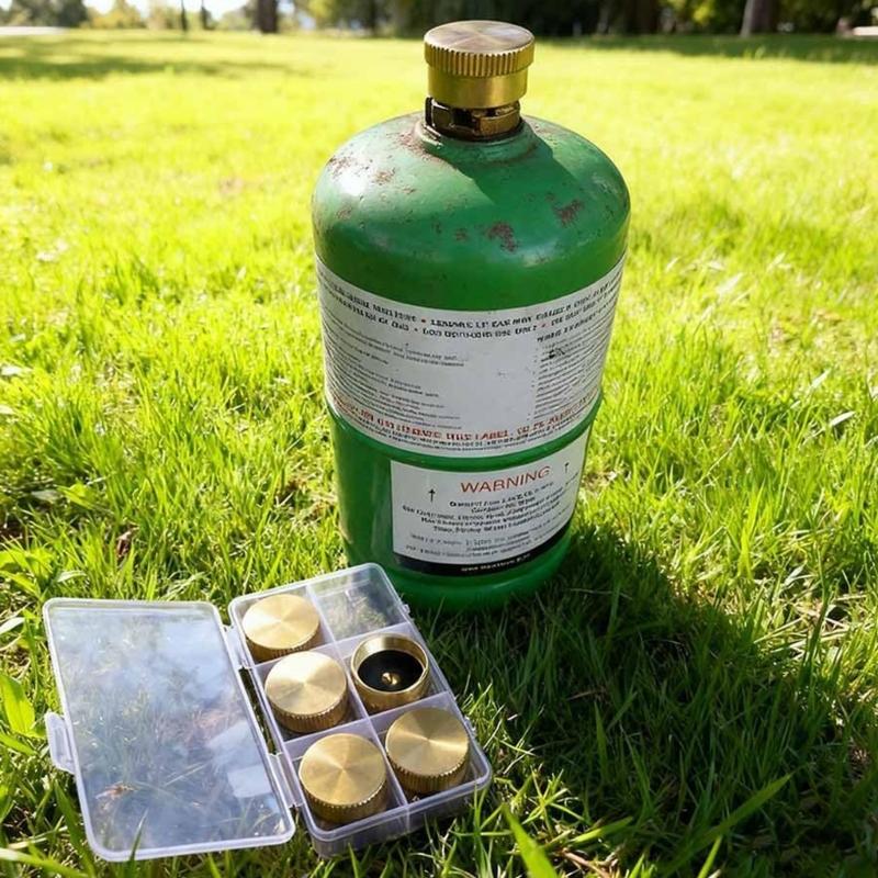 Packung mit 6 Messing-Propanzylinderabdeckungen mit Dichtung für Camping und Hinterhof-Propanzylindertankdeckel